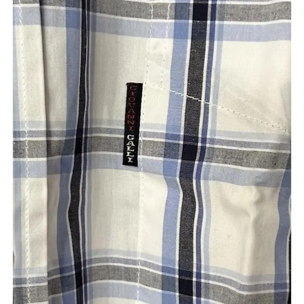 NWT Giovanni‎ Galli Mens Long Sleeve Button Plaid Shirt Size XL